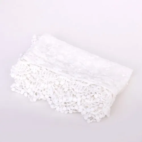 Women embroidered lace scarf white X3B1