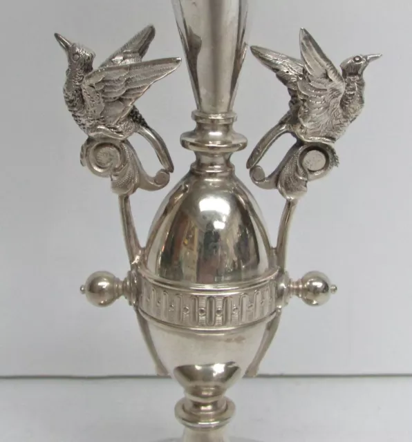 Fabulous 1870'S Aesthetic Era American Sterling Silver Bird Bud Vase 3