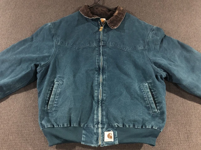 Carhartt J14DTL Teal Santa Fe Quilted Flannel Lined Canvas Work Jacket XL