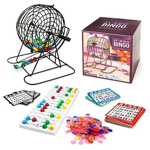 Bingo Game Set for Adults Seniors Family & Kids - 100 Cards 500 Chips 75 Ball...