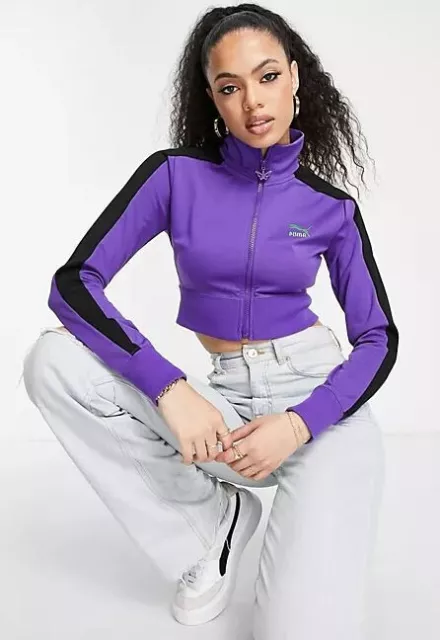 Neuf PUMA Femme Veste 536628 90 Dua Lipa T7 Fermeture Éclair Violet Royal NOIR S