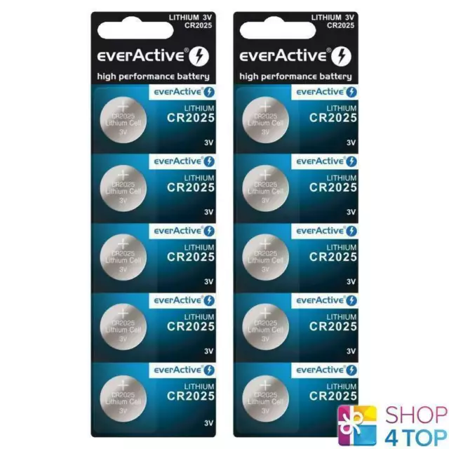 10 EVERACTIVE Lithium Cell CR2025 Batteries DL2025 3V Coin Bouton Exp 2031 Neuf