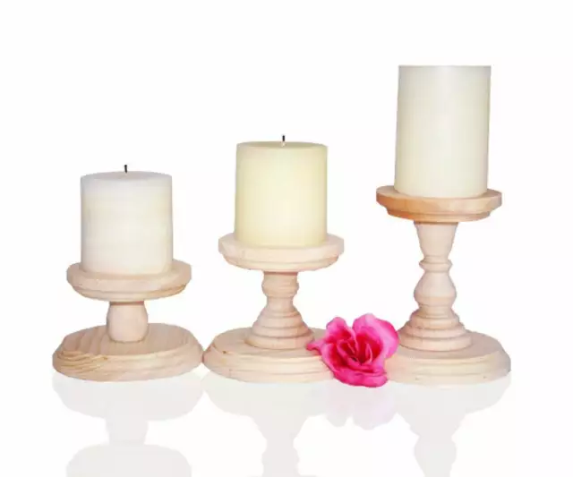 1- Wood Pillar Candlestick Holders DIY Wedding Accents Candlestick Holders Table
