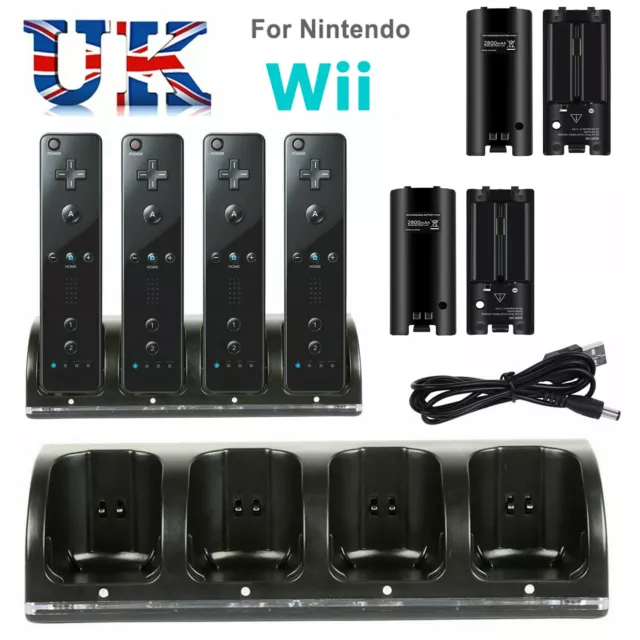 Charger Charging Dock Station + 2800mAh Battery Pack For Nintendo Wii Controller