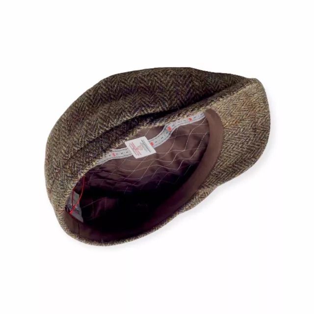 HARRIS-TWEED Schiebermütze oliv-braun BAKERBOY Flatcap herringbone warm 2