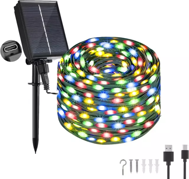 Solar String Lichter Garten - 65 Fuß/20m 200 LED USB/Solar Fee Lichter Outdoor