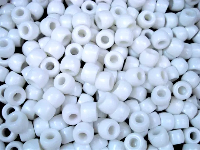 Pony Beads 9x6mm White 500pc Bulk Pack Kids Hair Toy Party Fun FREE POSTAGE