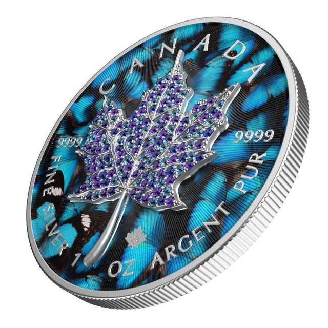 Canada 2022 $5 Maple Leaf Seasons January 1oz Silver Coin with Bejeweled
