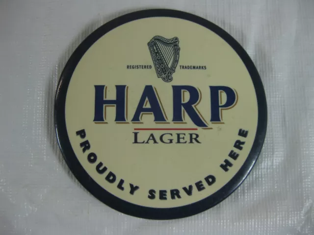 HARP LAGER Proudly Served Here BEER Pin Pinback Button Bar Brewery Breweriana