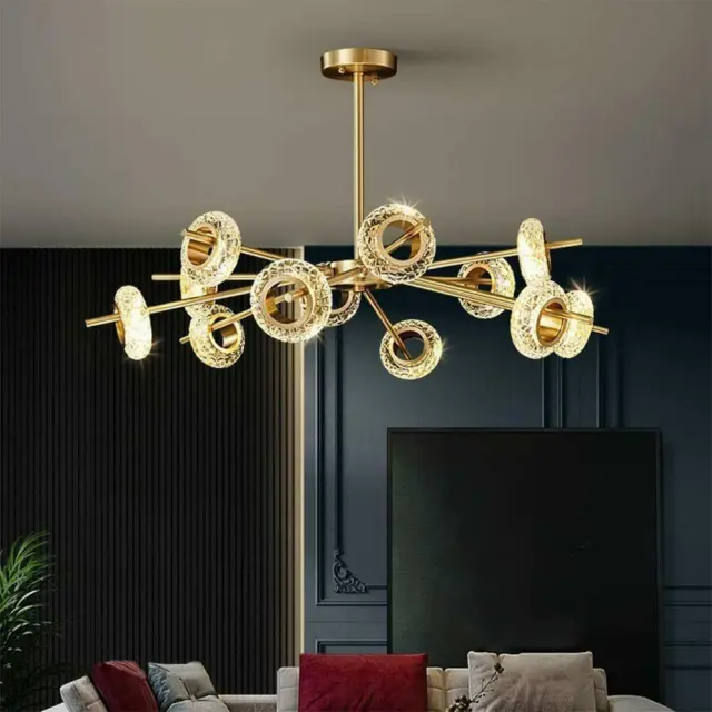 Modern 12 Rings LED Chandelier Gold Creative Pendant Lamp Ceiling Light Fixtures