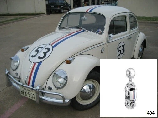 Genuine 925 Sterling Silver Fashion Charm 3D HERBIE VW 53 BUG CAR 14mm x 6mm