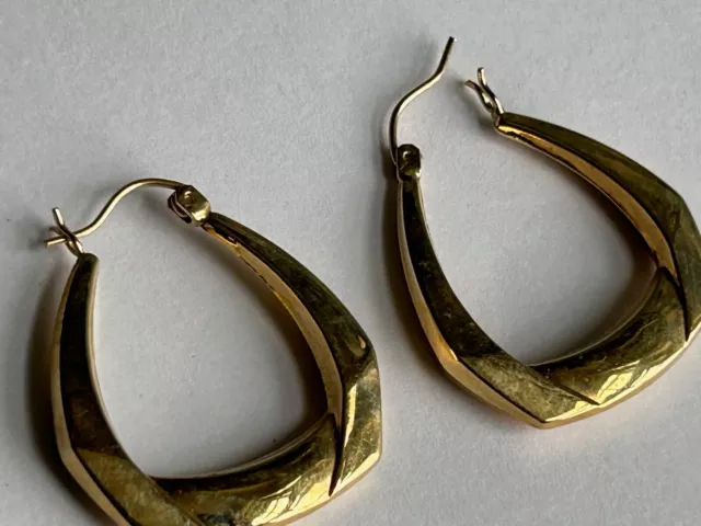 vtg 14K gold hoop EARRINGS art deco 14 k kt old mcm modern retro classic nouveau 2