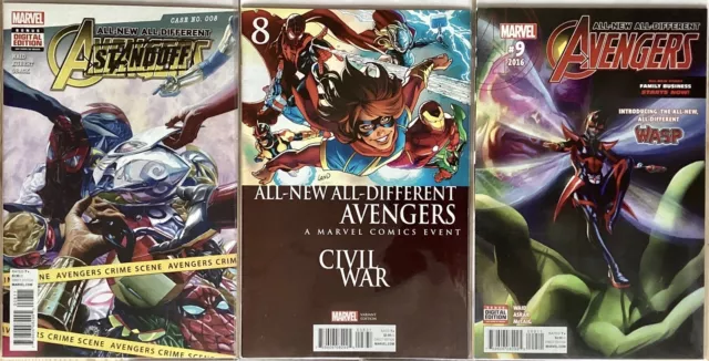 All-New All-Different Avengers, 2016, Marvel 5 Comic Bundle, Vgc Variant & Fcbd 2