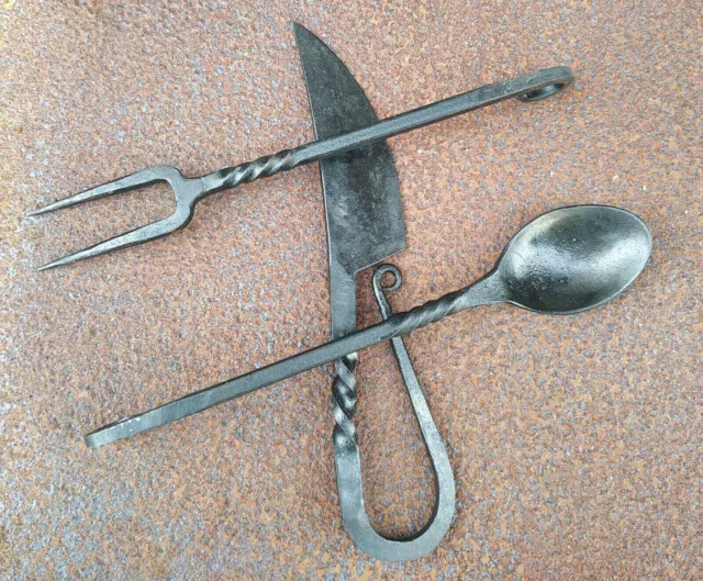 Juego de 3 piezas W/ Twist Forged Cutlery Set Viking Cutlery Knife Spoon...