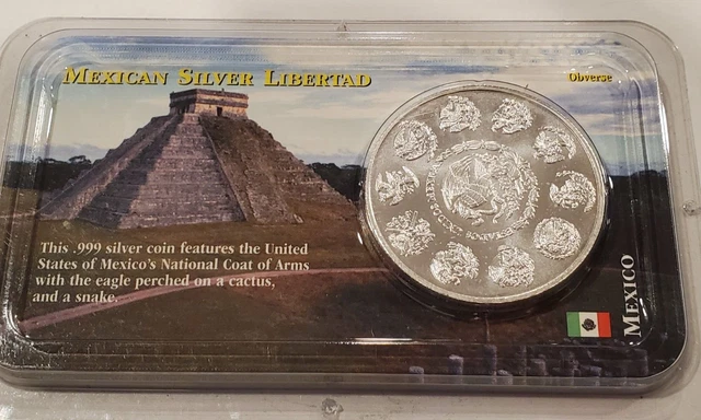 2001 MEXICAN LIBERTAD Littleton Showpak MS 1 OZ 1OZ Silver Coin .999 BU Bullion