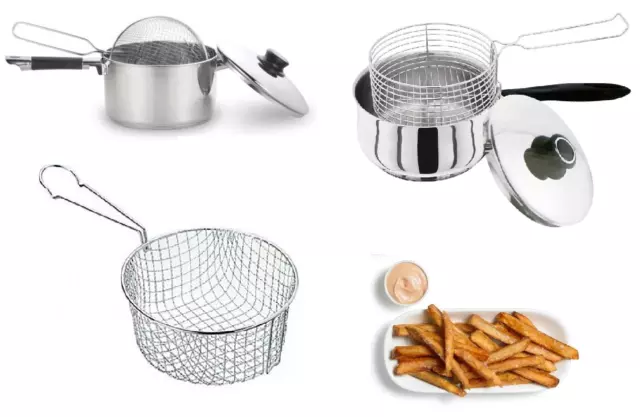 Chip Pan Basket Stainless Steel Chip Pan Fryer With Lid Fries 19cm /20cm /22cm