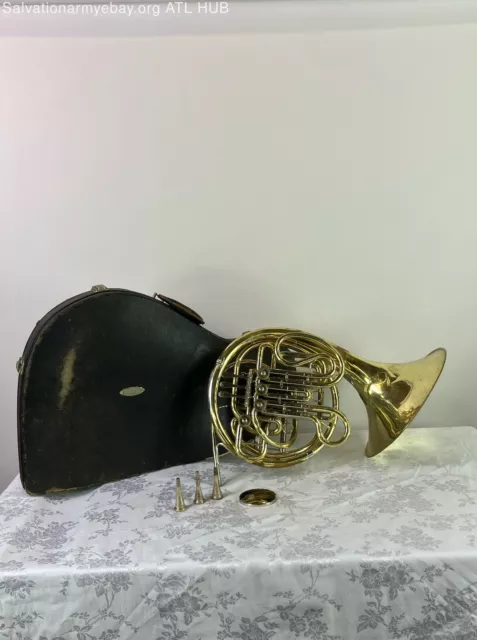 Vintage Student Double French Horn w/ 3 Mouth Pieces & Case- Tested/Working