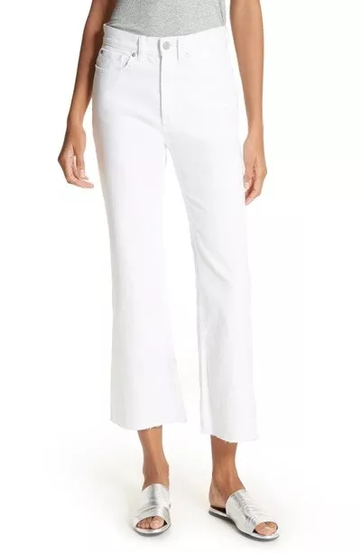 La Vie Jeans by Rebecca Taylor Ines Kick Boot White High Rise Crop Size 26