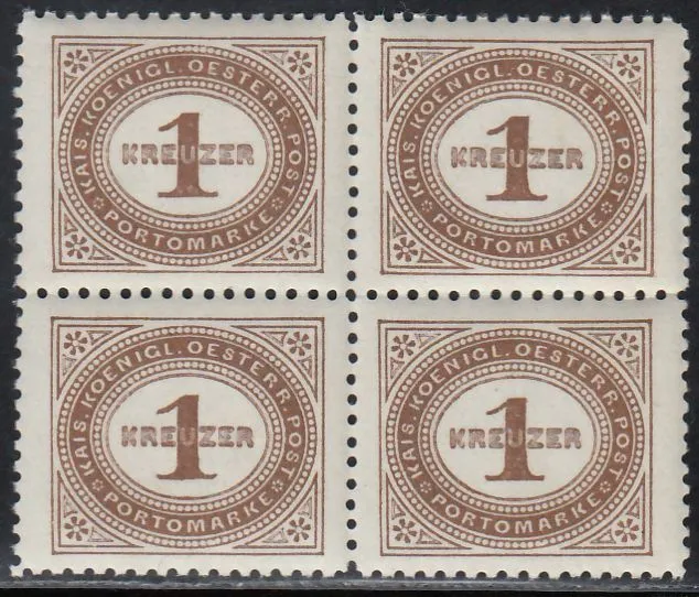 Kaiserreich 1894 Nr. 1 Portomarke 4er Block postfrisch KW 48 €