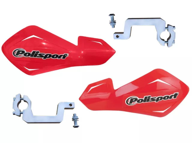 Polisport FFlow Red Hand Guards Alloy Brackets fits Quadz 300xlc 500e XLC