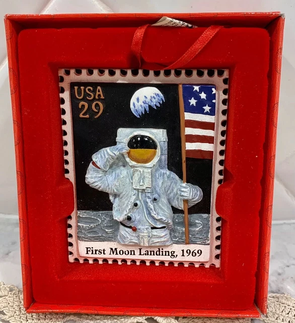 Kurt S Adler 1969 First Moon Landing Apollo US Postal Stamp Ornament 1998 NIB