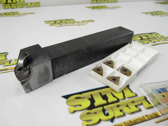 Seco Trigon Indexable Turning Tool Holder 1" Shank Mwlnr 163D + 4 New Inserts