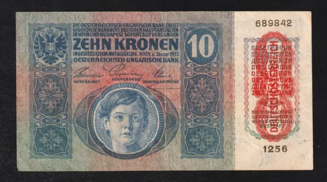 🇦🇹 Austria 1915 (ND 1919) 10 Kronen Pick # 51a, Banknote