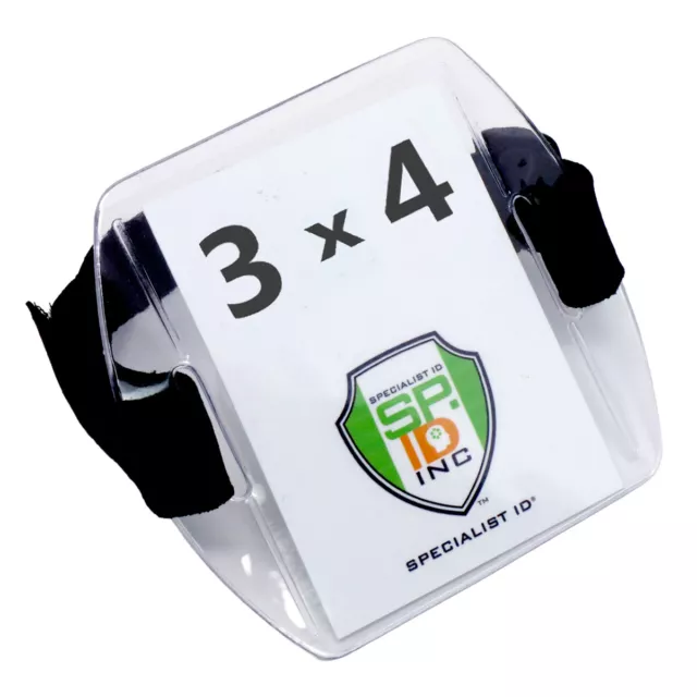 Large Armband Badge Holder 3x4 -  Adjustable Clear Vertical ID Card Arm Band