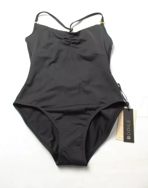 Bodile Women's Crossover Sculpting Larissa Leotard AH4 Black Size XS/S NWT