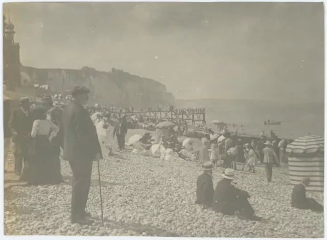 Dieppe (Seine-Maritime). La plage. Normandie. Tirage circa 1900.