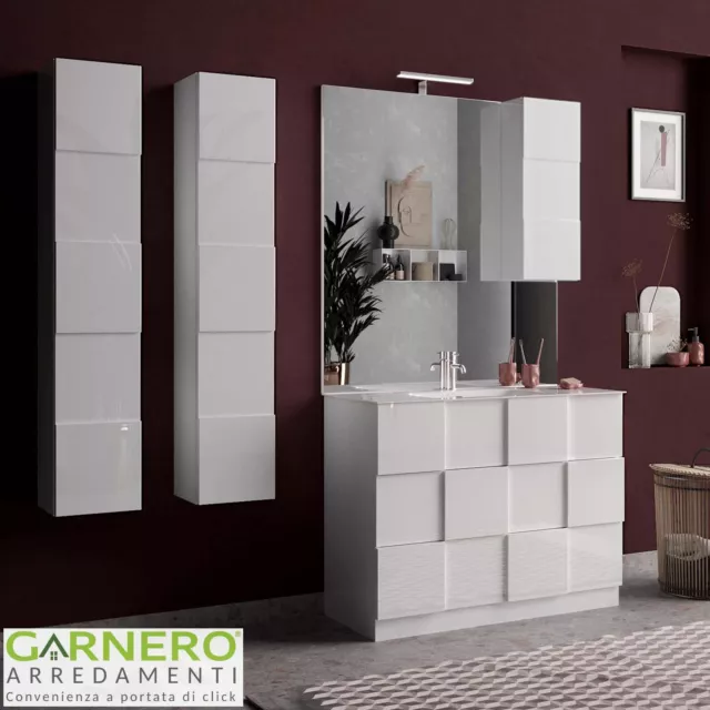 Mobile bagno da terra classico lavabo 100x85 cm bianco lucido laccato OBSESSION