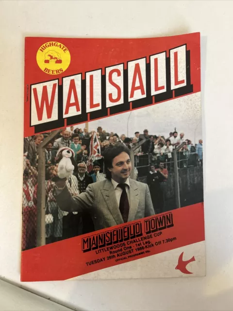 Walsall V Mansfield Town 26/8/86 1986 March Programme