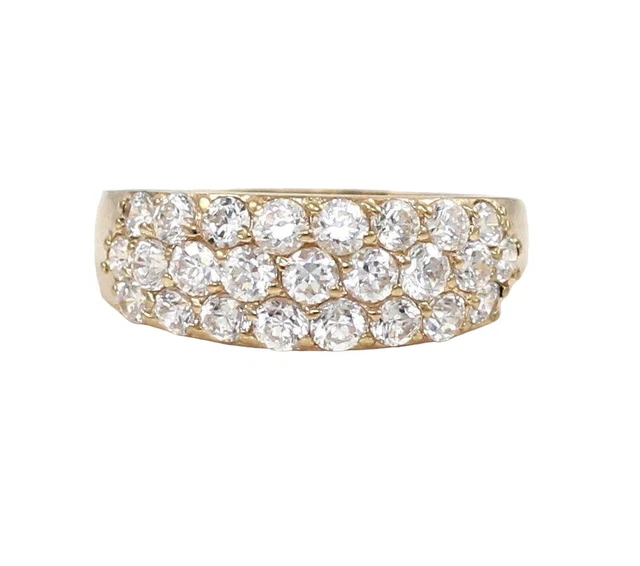 Massiv 14K Gelbgold Pflaster klar CZ Ring Band Größe 9