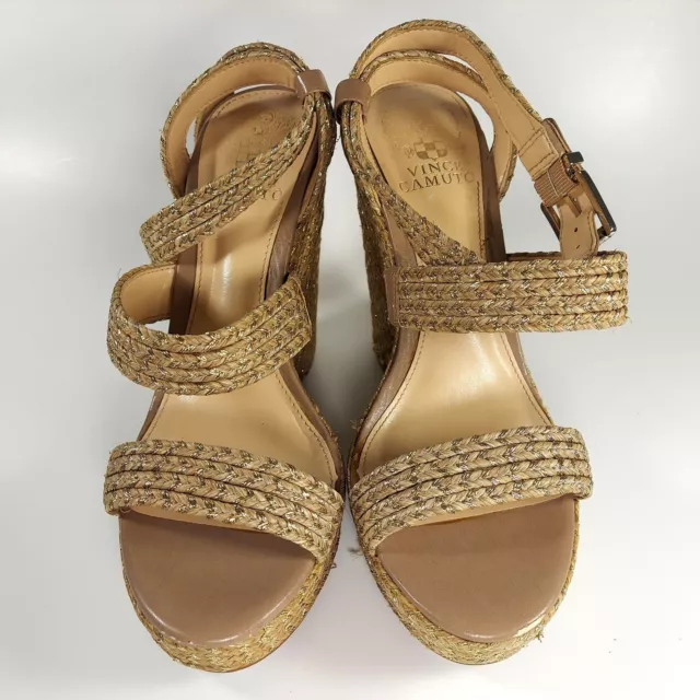 Vince Camuto Melisha Metallic Woven Espadrille Wedge Sandal Size 8.5 2