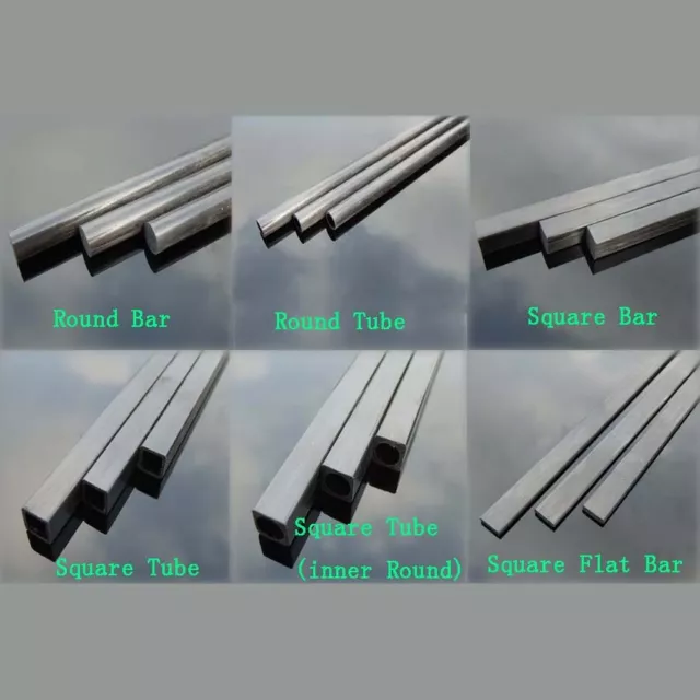 Carbon Fiber Round / Square, Bar / Tube Flat Rod Fibre Strip For RC Airplane Toy