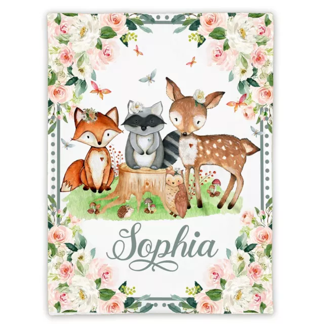 Personalized Safari Baby Blanket Jungle Animal Blanket Swaddle Blankets Girl