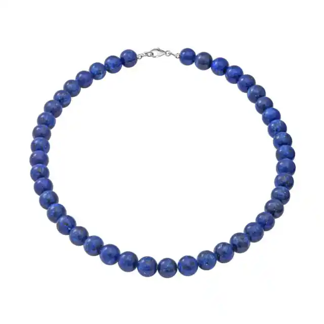925 Silver Natural Lapis Lazuli Beaded Necklace for Women Ct 250 Birthday Gifts