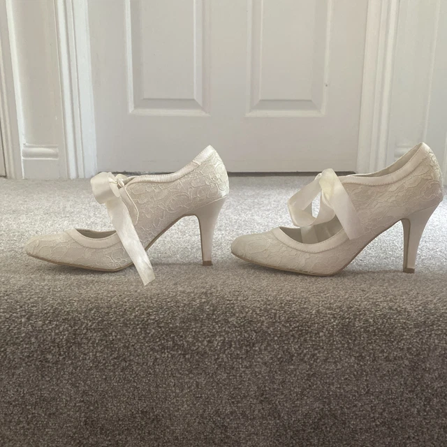 BHS WEDDING SHOES – Ivory Satin – UK Size – Bridal Heels
