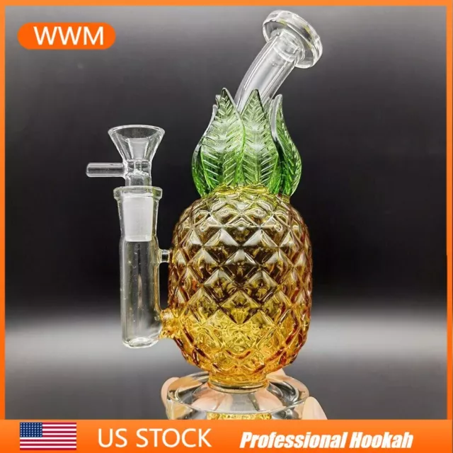 20cm Hookah Heavy Glass Bong Pineapple Smoking Water Pipe Bubbler W/ 14mm Bowl