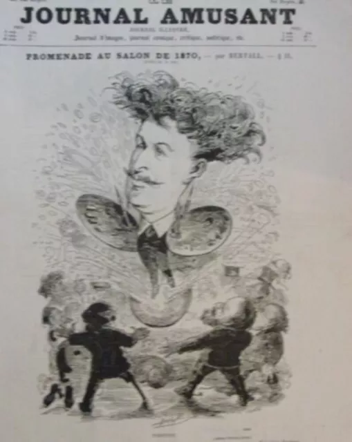 WOODCUT 19th WALK TO THE SALON 1870 BY BERTALL FORTUNE