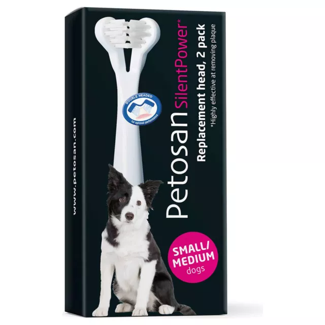 Petosan Silentpower Replacement Heads for Dog Tooth Brush, Various Sizes, New