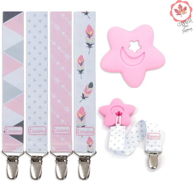 Pack Pacifier Clips with Teething Toy - Metal Clip, Safe, Value for Money - Pink