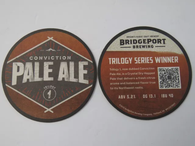 Beer Coaster ~ BRIDGEPORT Brewing Conviction Pale Ale Trilogy 1 Series Winner