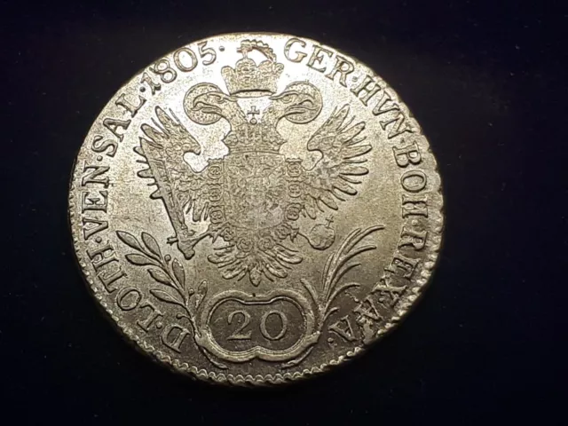 20 Kreuzer 1805 E KARLSBURG Siebenbürgen Silber Franz I.  Erhaltung " W/23/1025