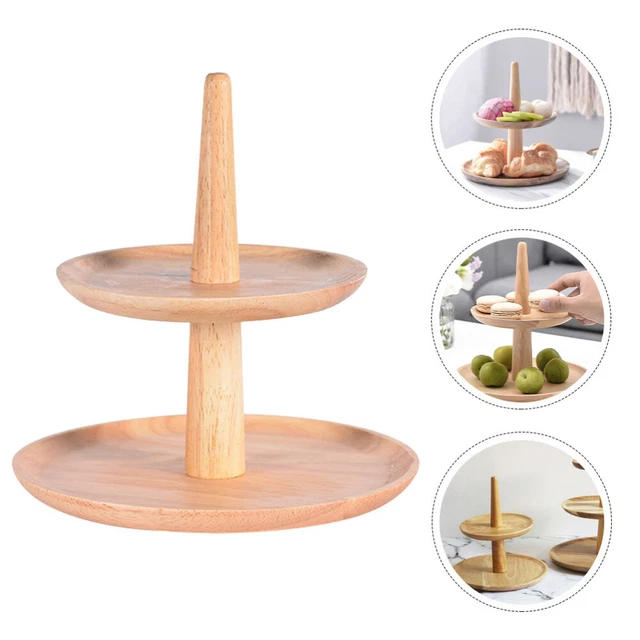 Exquisito puesto de postres de madera escritorio estante de frutas plato de postre decorativo