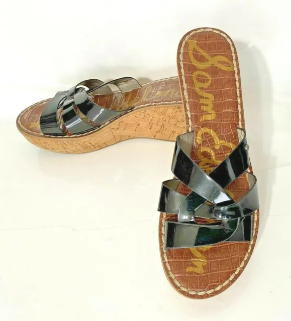 Sam Edelman Raynere Black/Brown Wedge Sandals - Size 8.5 M
