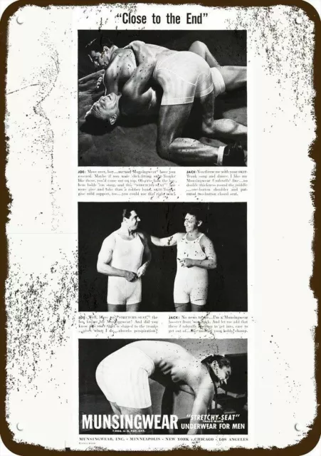 1942 MUNSINGWEAR Men's Underwear Vintage Look Metal Sign - JOE & JACK WRESTLE