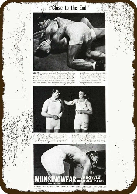 1942 MUNSINGWEAR Men's Underwear Vintage Look Metal Sign - JOE & JACK WRESTLE