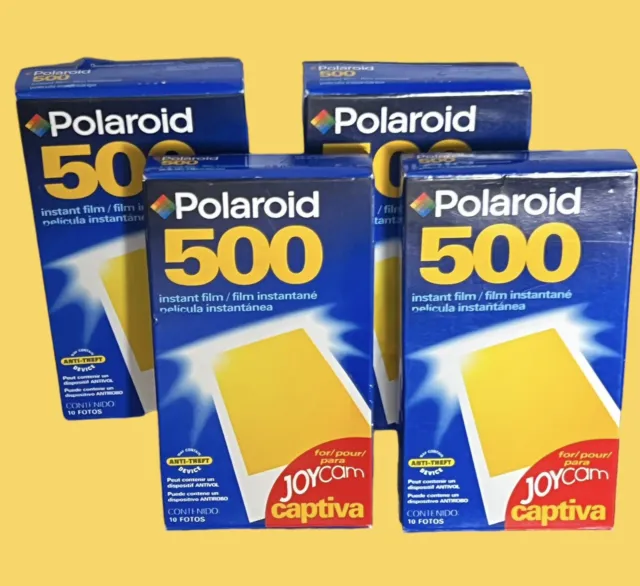 Polaroid 500 JoyCam Captiva película instantánea EXP 12/01 lote de 4 cajas selladas 10 cada una
