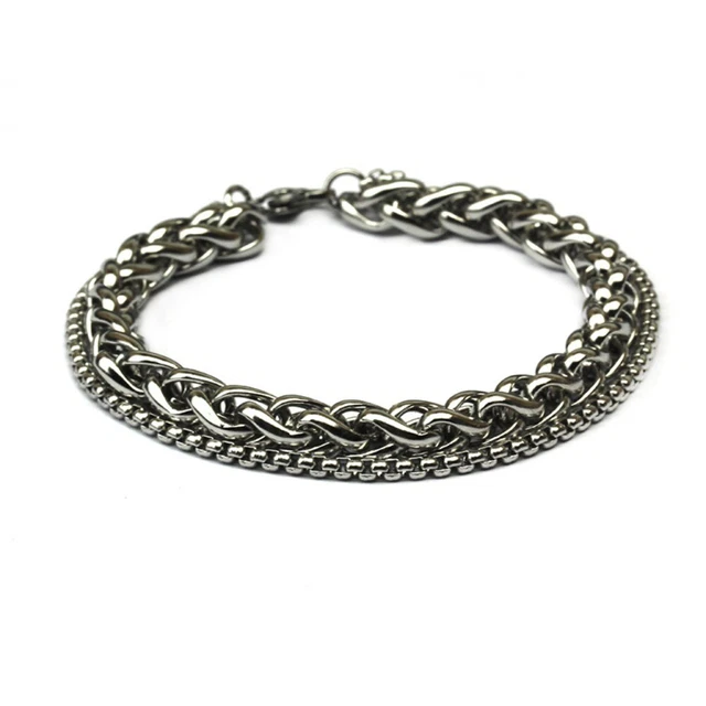 Titanium Steel Stainless Steel Bracelet Geometry Retro Link Chain  Men